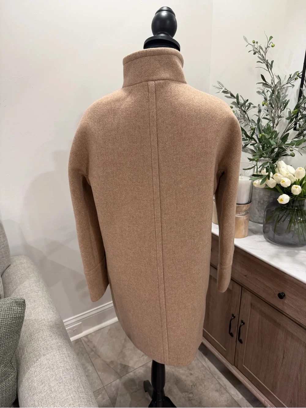 J. Crew Wool Stadium Cloth by Nello Gori Cocoon Coat Tan B2770 Size 6 - Picture 3 of 16
